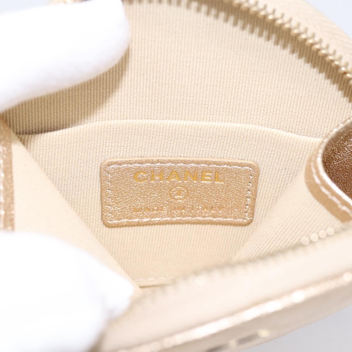 Chanel Pearl Crown CC Multi Pouches Wristlet Quilted Lambskin, Gold, Leather, Clutch