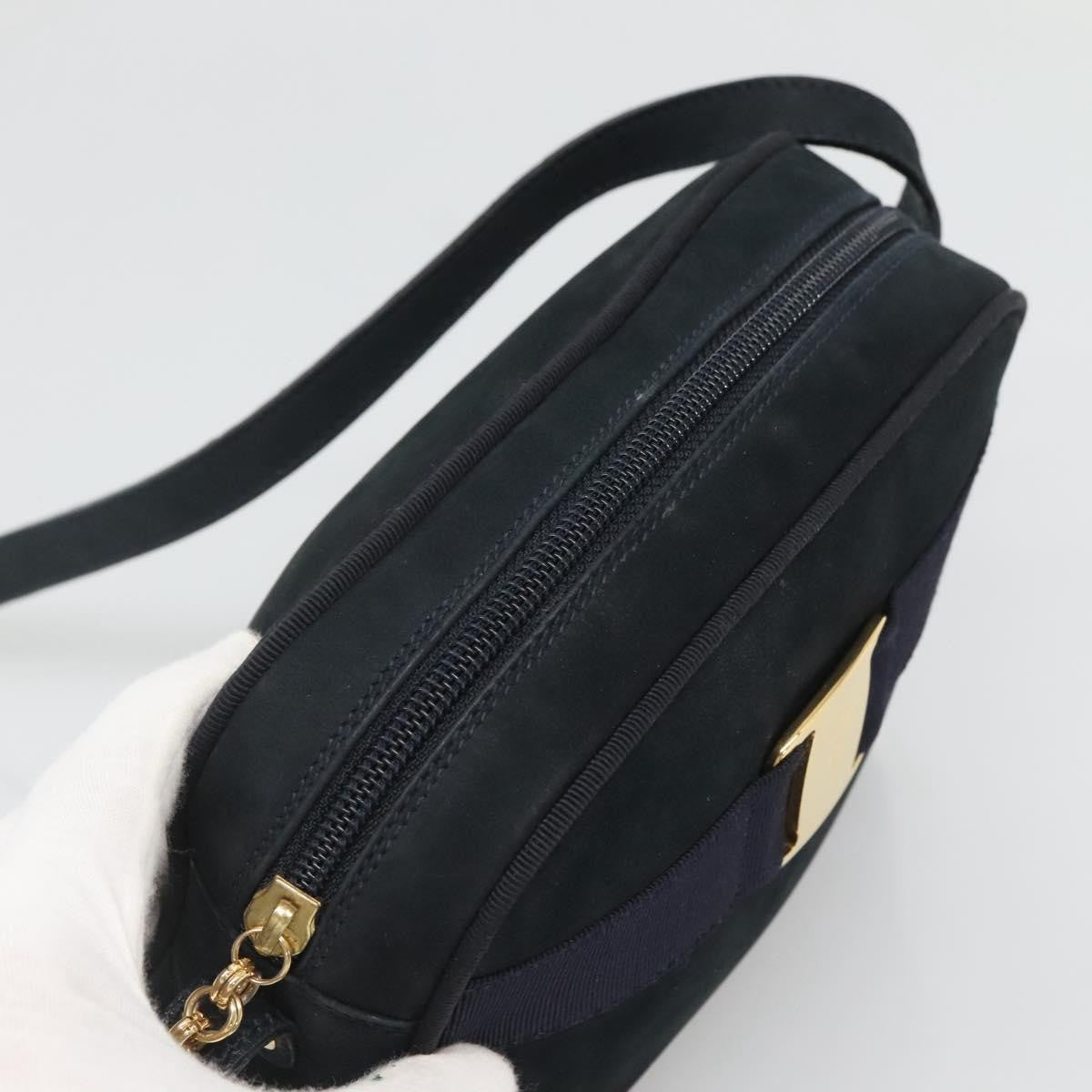 Salvatore Ferragamo Vara Bow camera Suede, Navy, Suede, Shoulder Bag