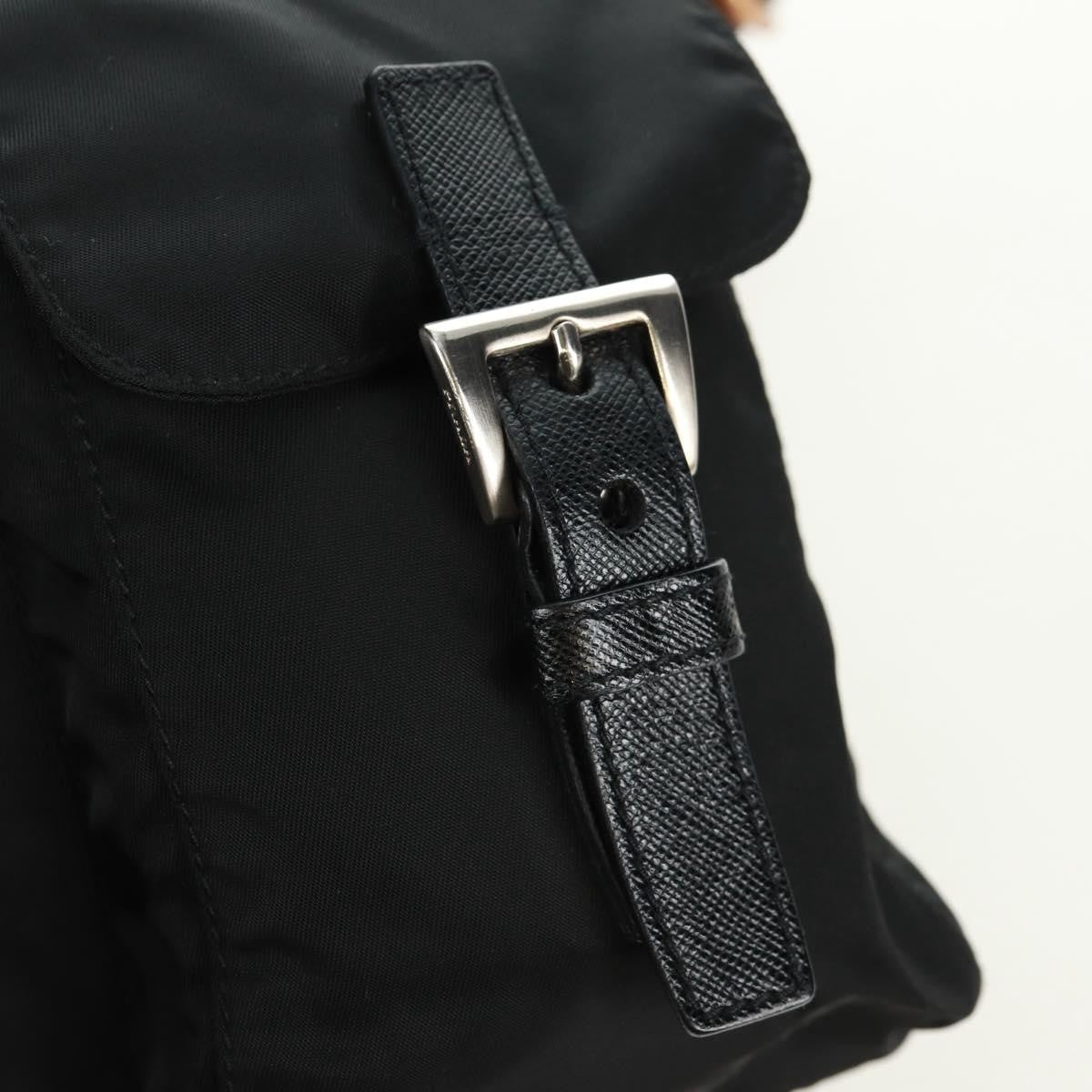 Prada Double Pocket Drawstring Tessuto, Black, Nylon, Shoulder Bag
