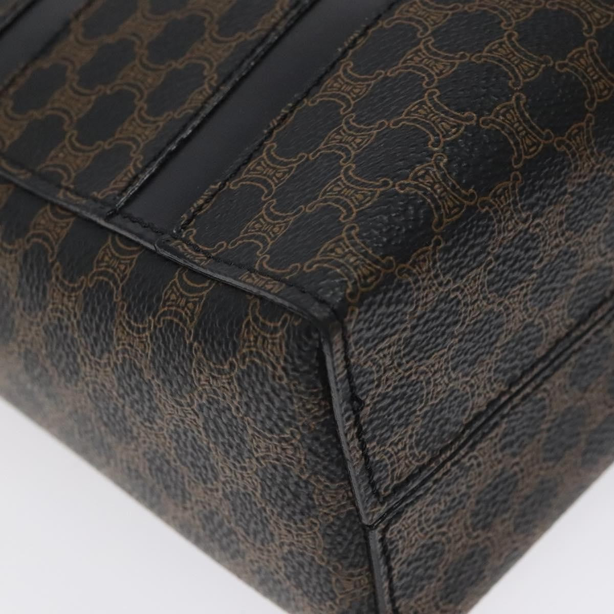 Celine Vintage Macadam Canvas and Leather, Black, Canvas, Shoulder Bag