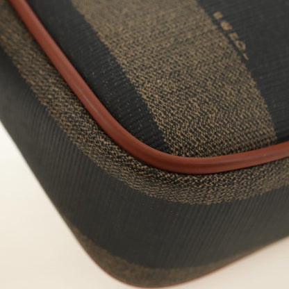 Fendi Vintage Pequin Coated Canvas, Brown, Canvas, Tote Bag