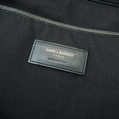 Saint Laurent City Printed Canvas, Black, Canvas, Backpack
