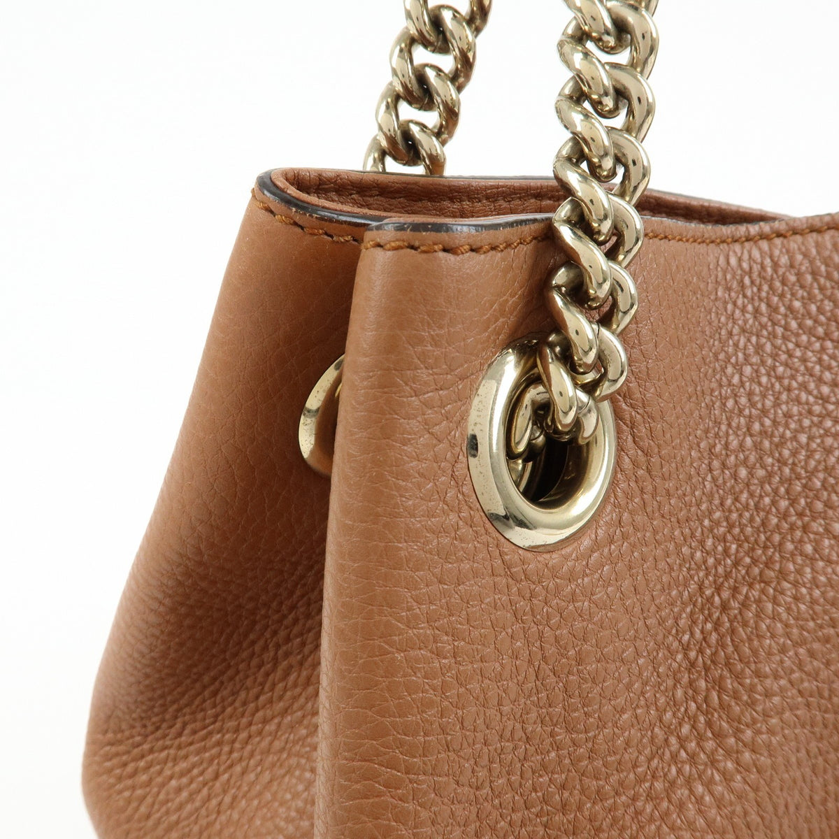 Gucci Soho Chain Strap Leather, Brown, Leather, Shoulder Bag