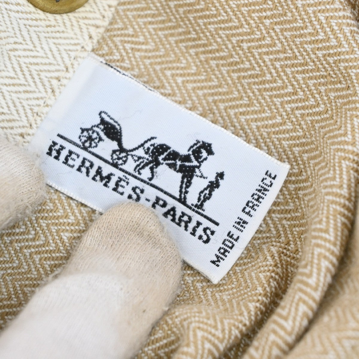 Hermes Aline Toile, Beige, Cotton, Handbag