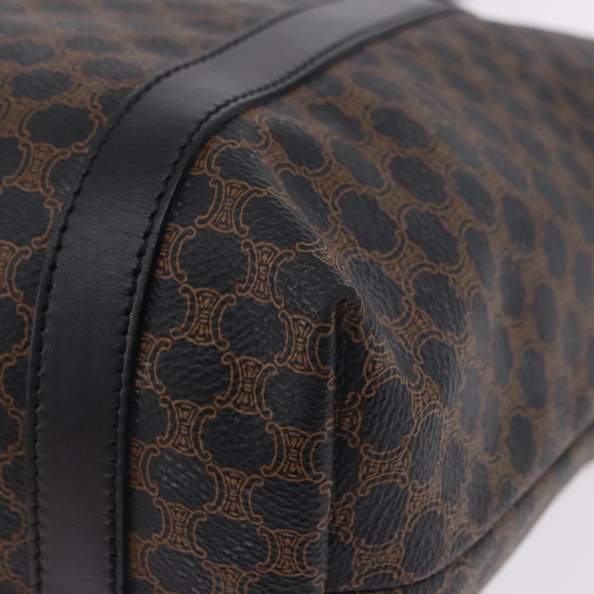 Celine Vintage Macadam Canvas and Leather, Black, Canvas, Shoulder Bag