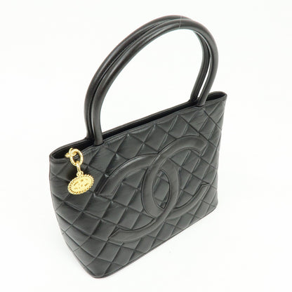 Chanel Medallion Quilted Caviar, Black, Calfskin, Tote Bag