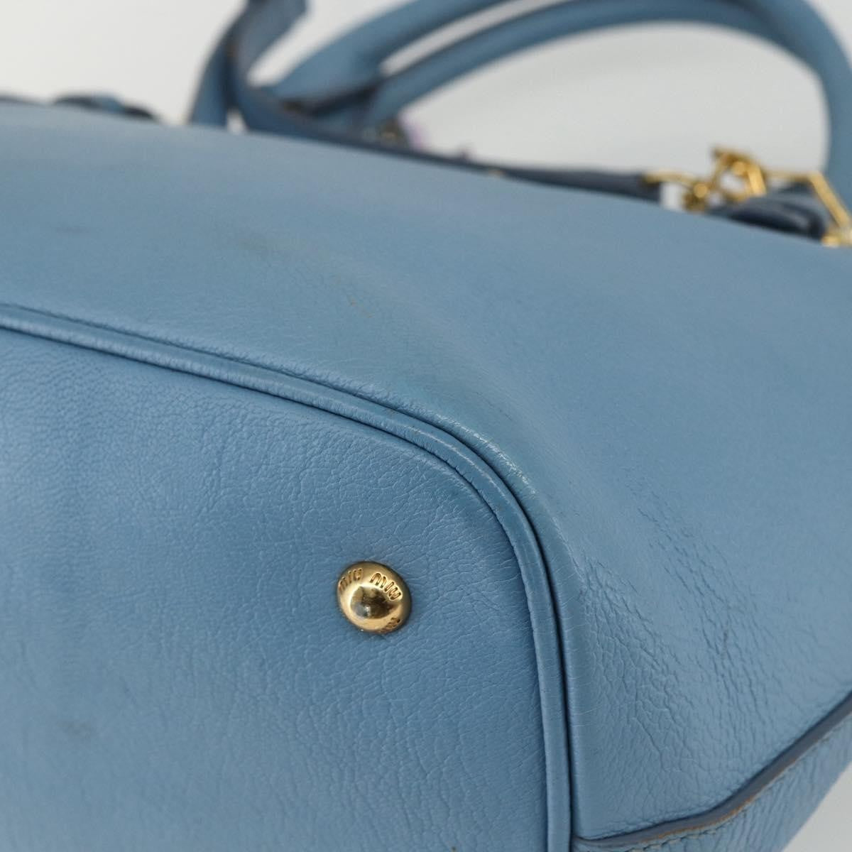 Miu Miu Madras Convertible Lock Leather, Blue, Leather, Tote Bag