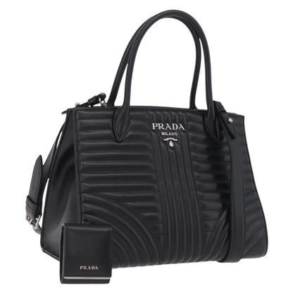 Prada Double Zip Diagramme Quilted Leather, Black, Leather, Tote Bag