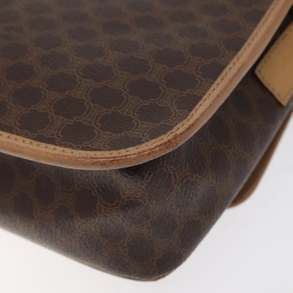 Celine Vintage Macadam Circle Logo Canvas and Leather, Brown, Canvas, Shoulder Bag