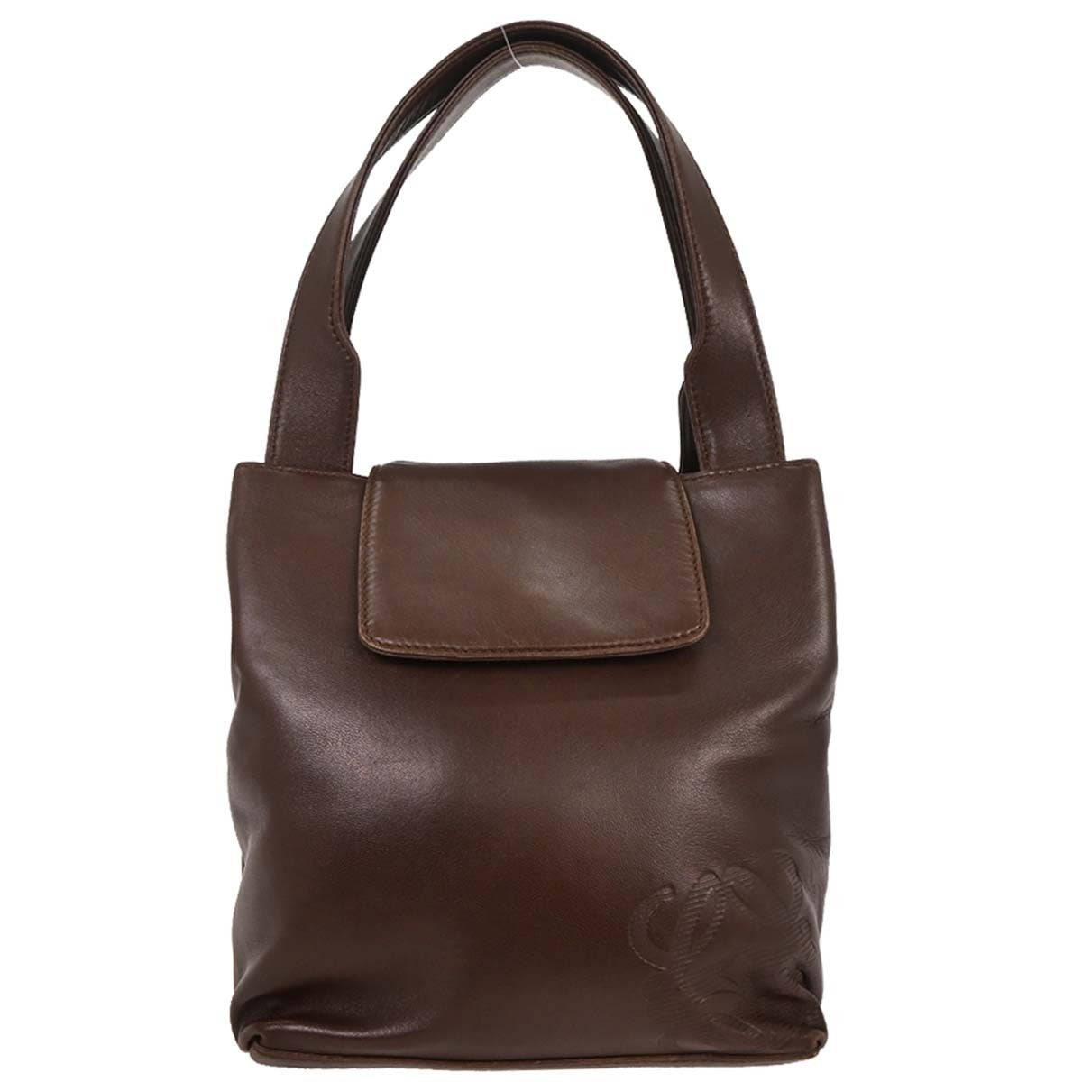Loewe Anagram Leather, Brown, Leather, Handbag