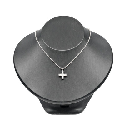 Bvlgari Greek Cross 18K White Gold with Diamonds, Silver, White Gold, Necklace