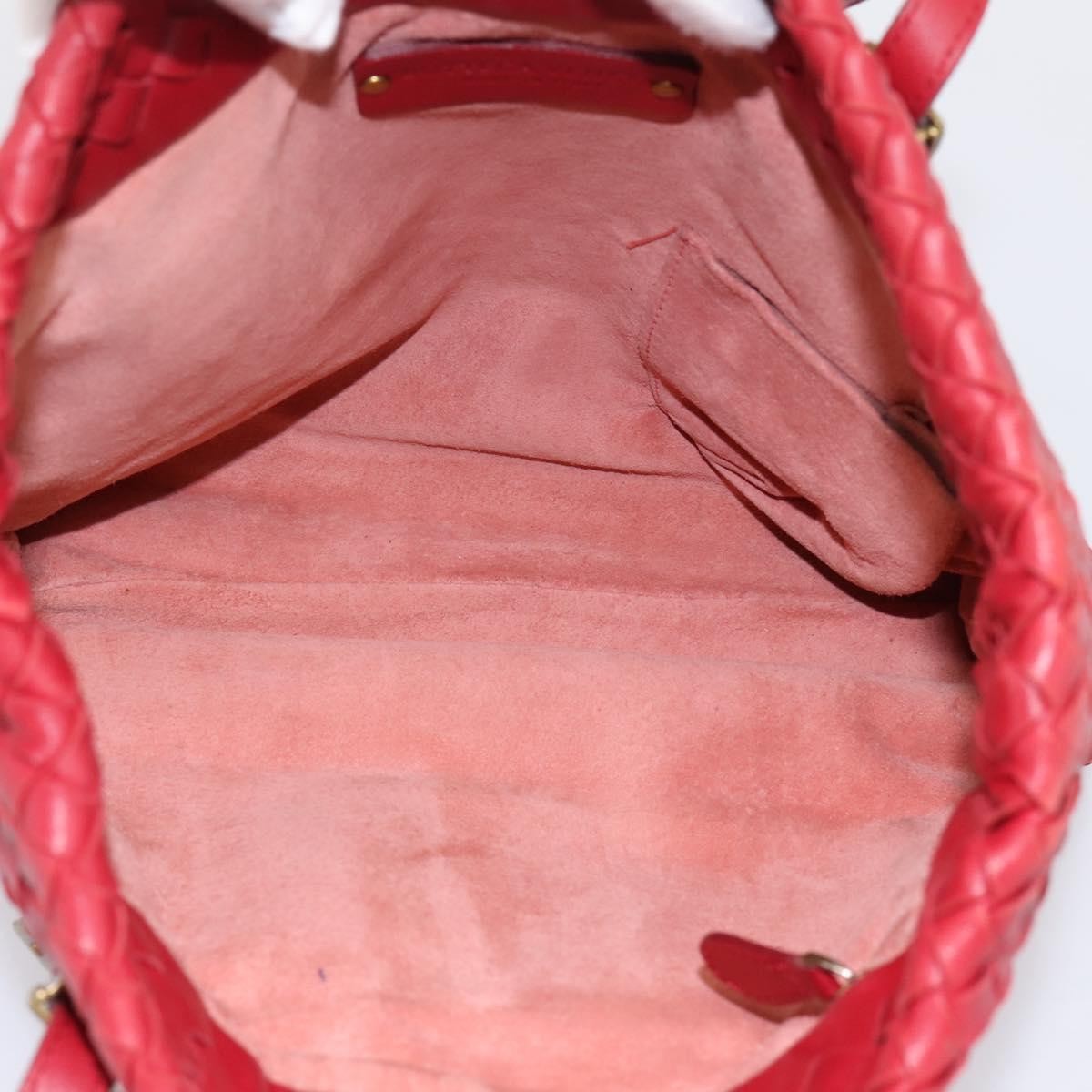 Bottega Veneta Belted Tote Intrecciato Nappa, Red, Leather, Tote Bag