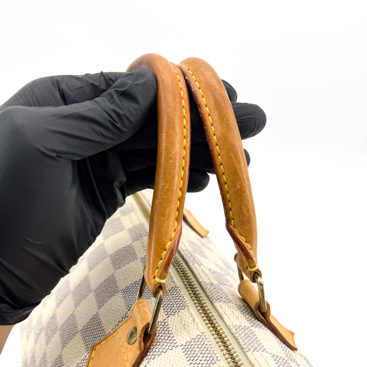 Louis Vuitton Speedy Bandouliere Damier, White, Canvas, Handbag