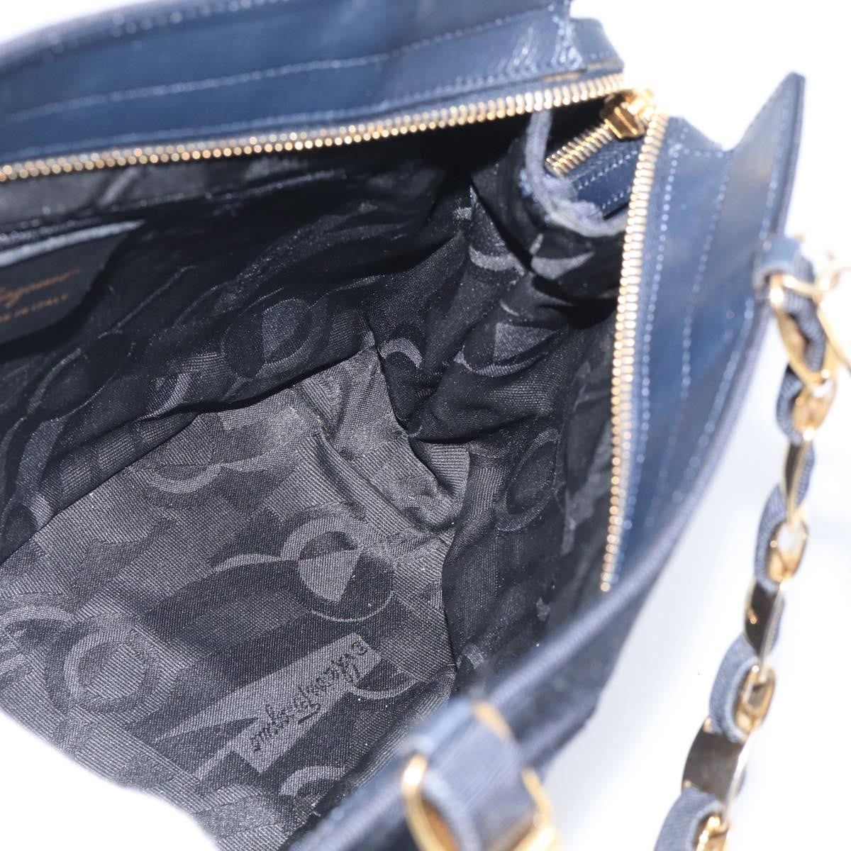 Salvatore Ferragamo Vala Canvas, Navy, Canvas, Shoulder Bag