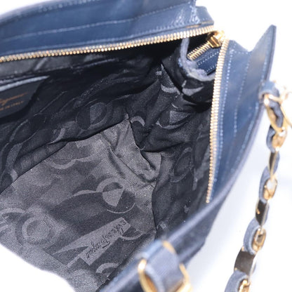 Salvatore Ferragamo Vala Canvas, Navy, Canvas, Shoulder Bag