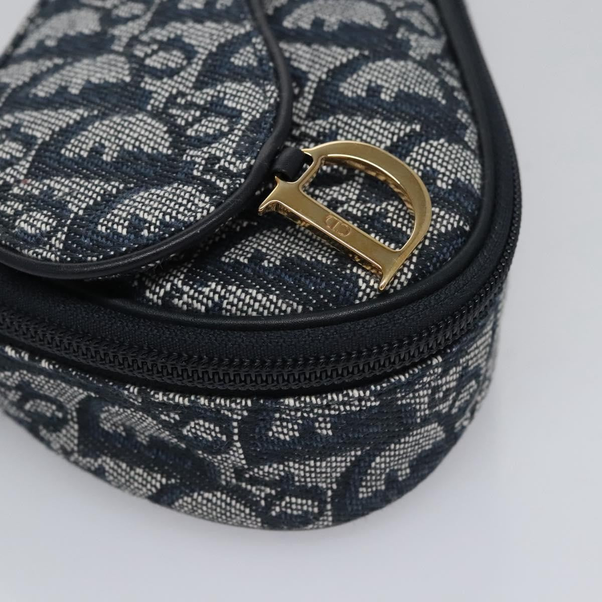 Christian Dior Vintage Saddle Coin Purse Diorissimo Canvas, Navy, Canvas, Clutch