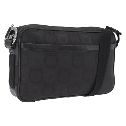 Salvatore Ferragamo Gancini Canvas, Black, Canvas, Crossbody Bag
