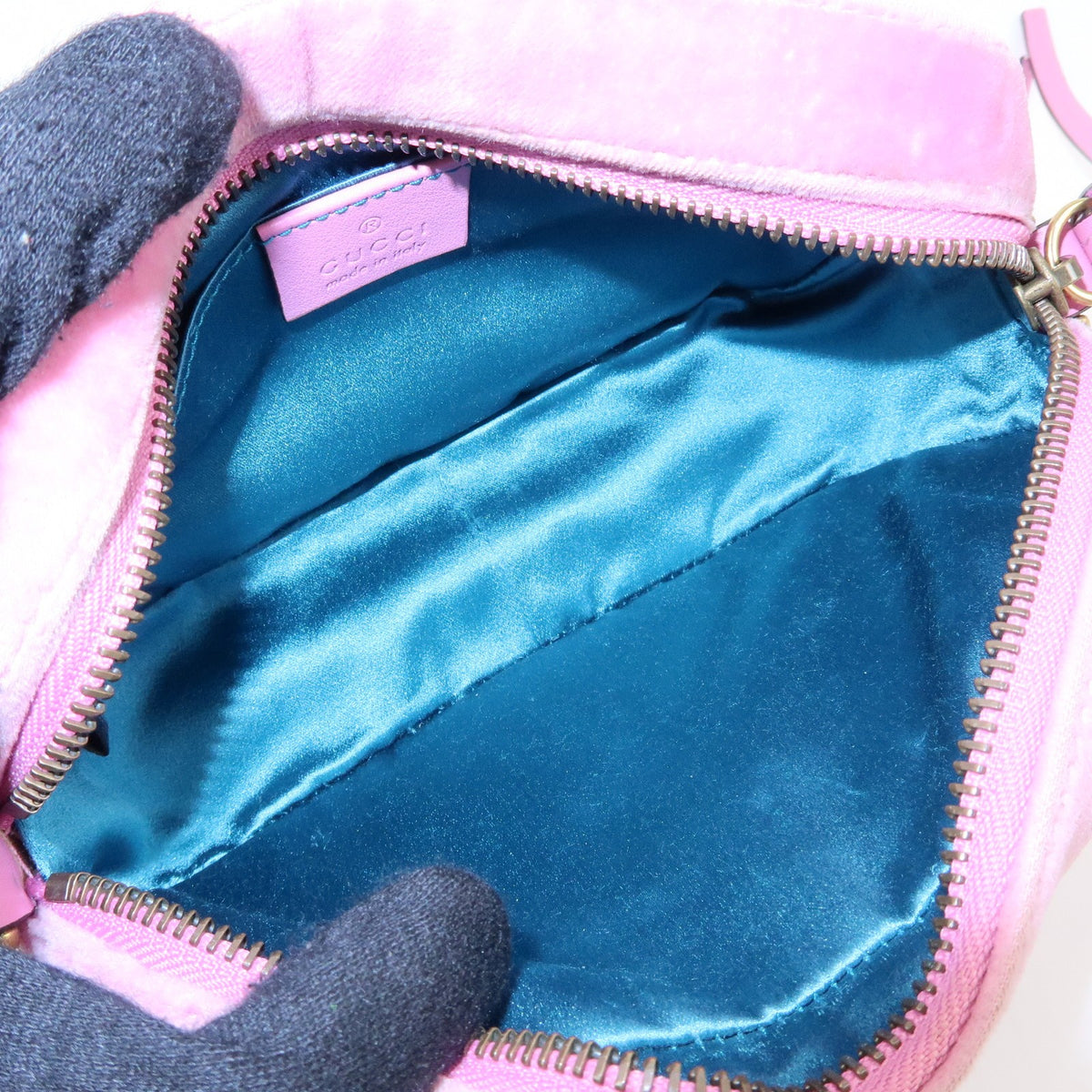 Gucci GG Marmont Crystal Embellished Matelasse Velvet, Pink, Velvet, Shoulder Bag