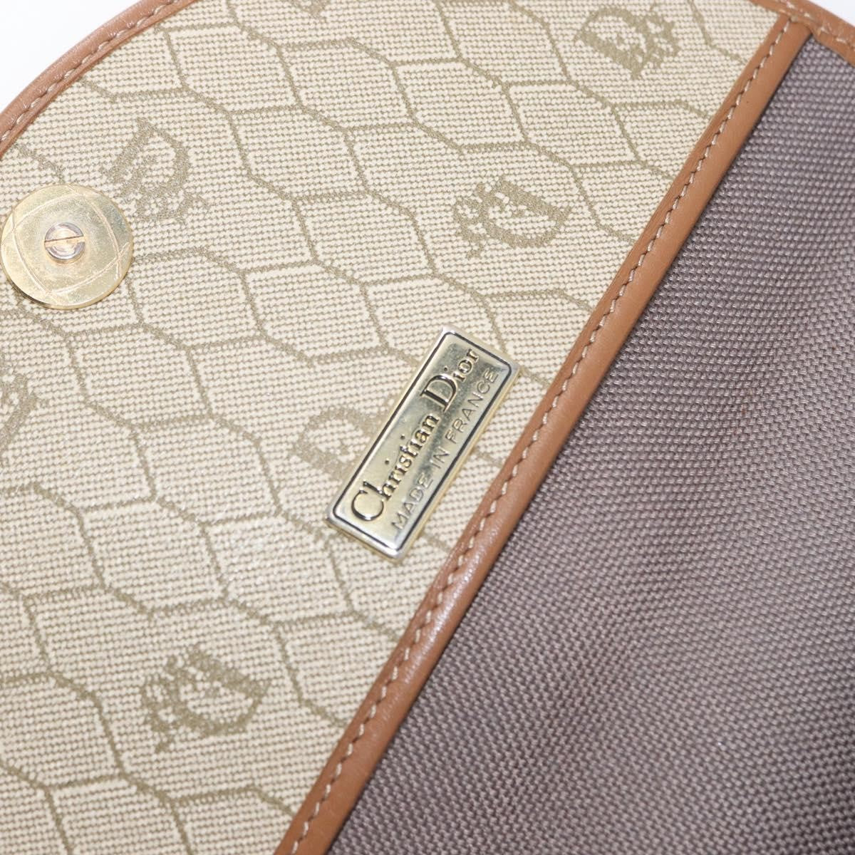 Christian Dior Vintage Honeycomb Flap Canvas and Leather, Beige, Canvas, Shoulder Bag