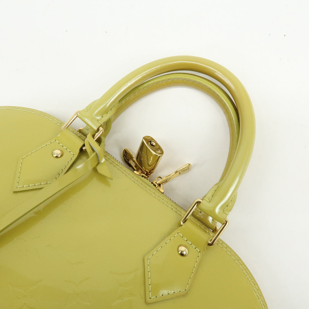 Louis Vuitton Alma Monogram Vernis, Green, Patent Leather, Handbag
