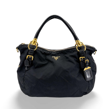 Prada Shoulder Python, Black, Nylon, Shoulder Bag
