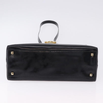 Salvatore Ferragamo Gancini Top Handle Leather, Black, Patent Leather, Handbag