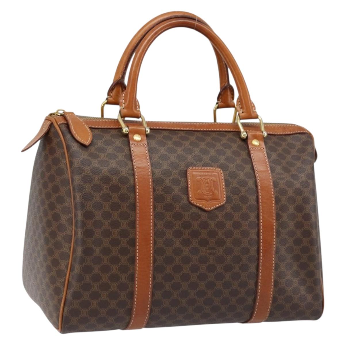 Celine Vintage Macadam Boston bag Canvas and Leather, BROWN, CANVAS, Handbag