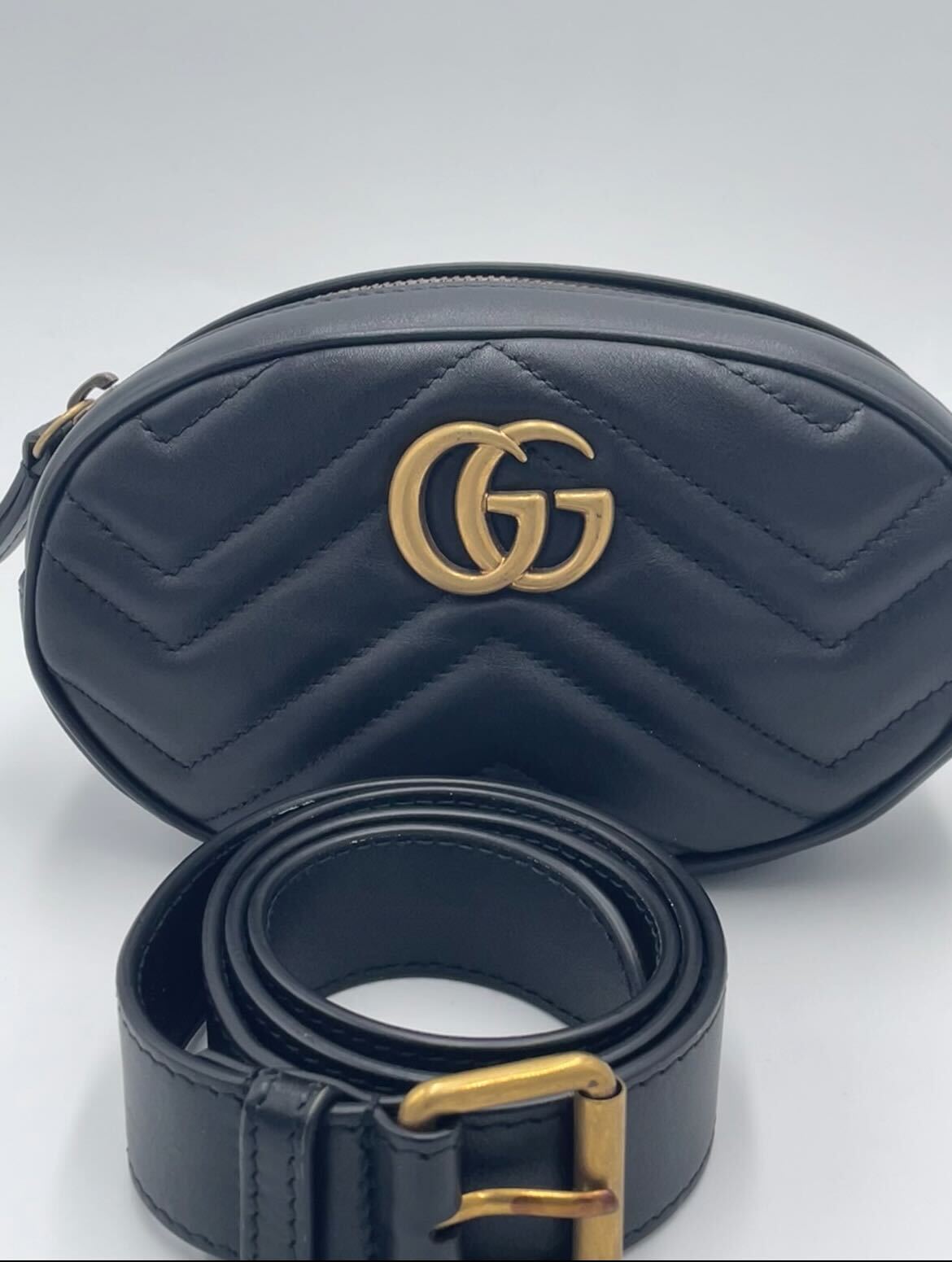 Gucci Gucci Marmont Black leather, BLACK, LEATHER, Handbag
