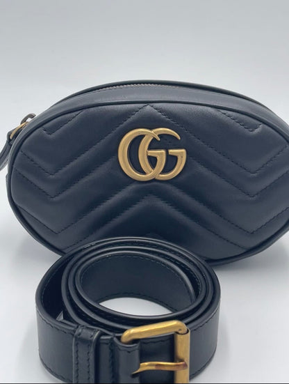 Gucci Gucci Marmont Black leather, BLACK, LEATHER, Handbag