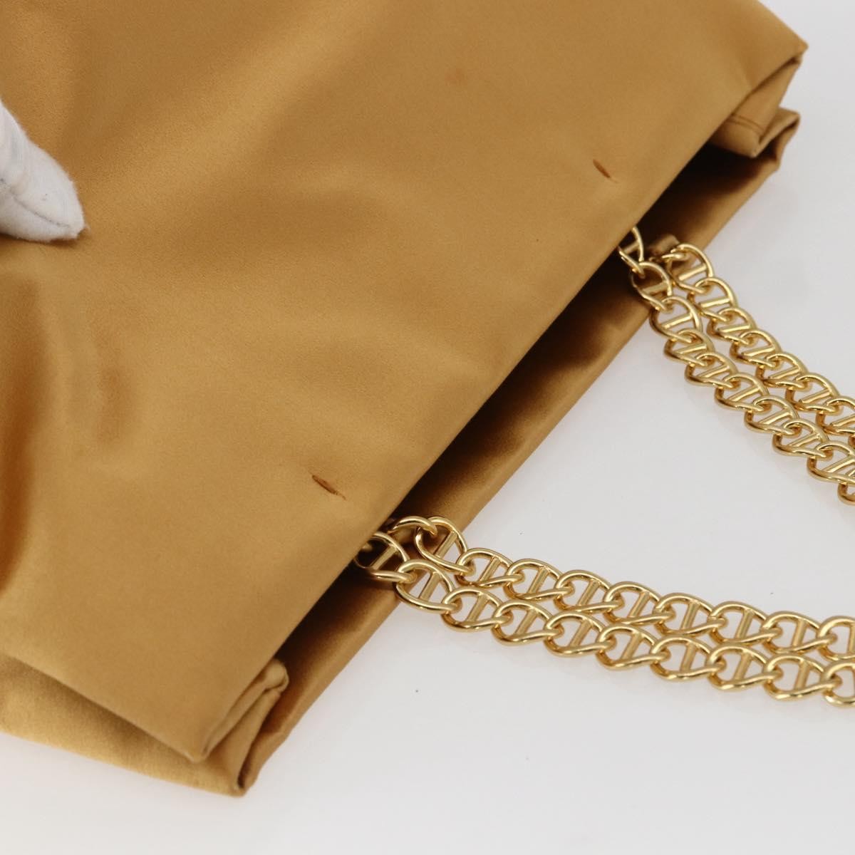 Prada Chain Satin, Gold, Satin, Shoulder Bag