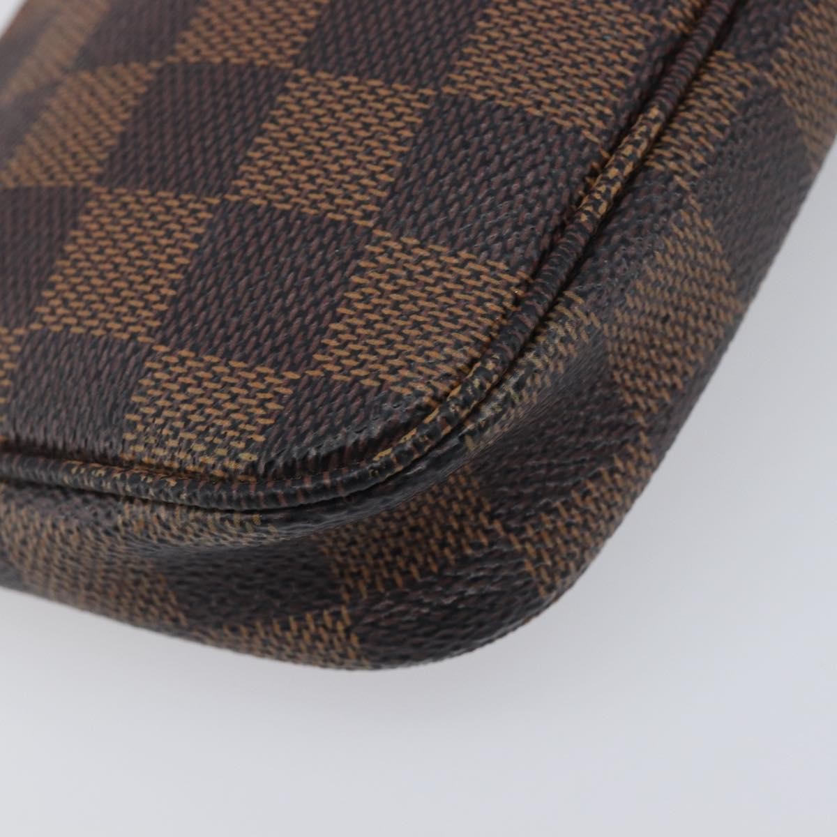 Louis Vuitton Pochette Accessoires Damier Ebene, Brown, Canvas, Clutch