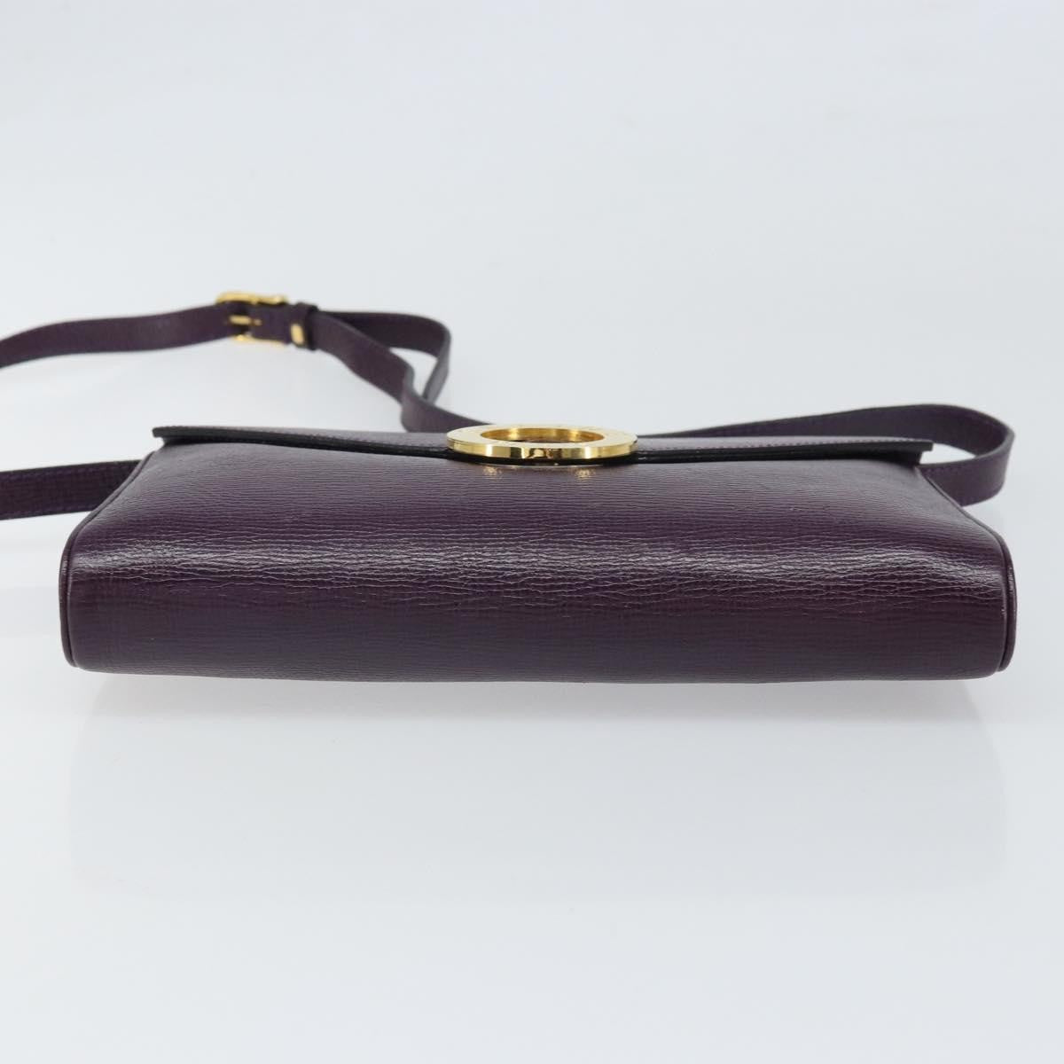 Celine Circle Logo Leather, Purple, Leather, Shoulder Bag