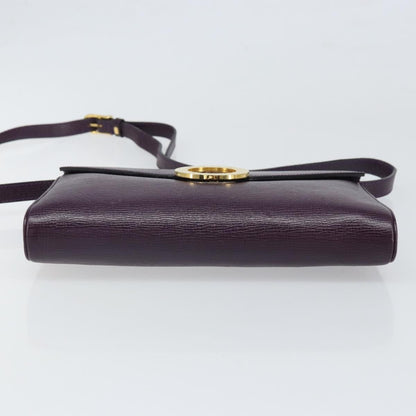 Celine Circle Logo Leather, Purple, Leather, Shoulder Bag