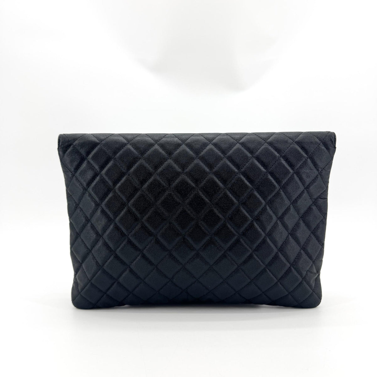 Chanel Golden Class O Case Clutch Quilted Caviar, Black, Leather, Clutch