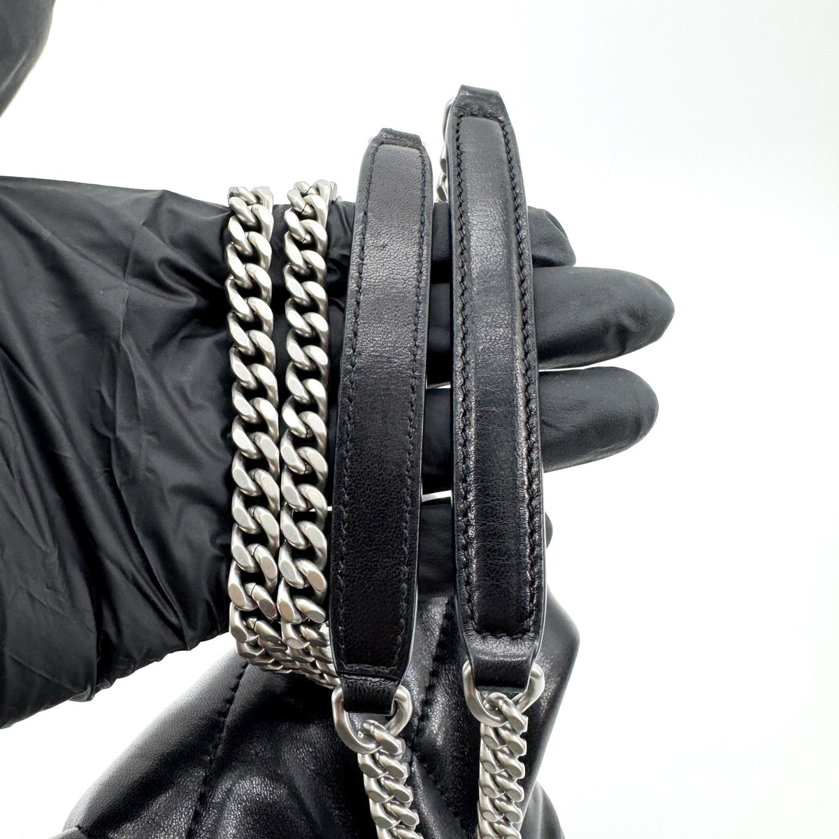 Saint Laurent Loulou Puffer Quilted Leather, Black, Leather, Shoulder Bag