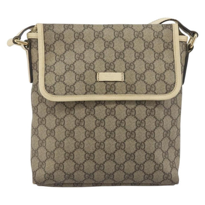 Gucci Flap Messenger GG Coated Canvas, Beige, Canvas, Shoulder Bag