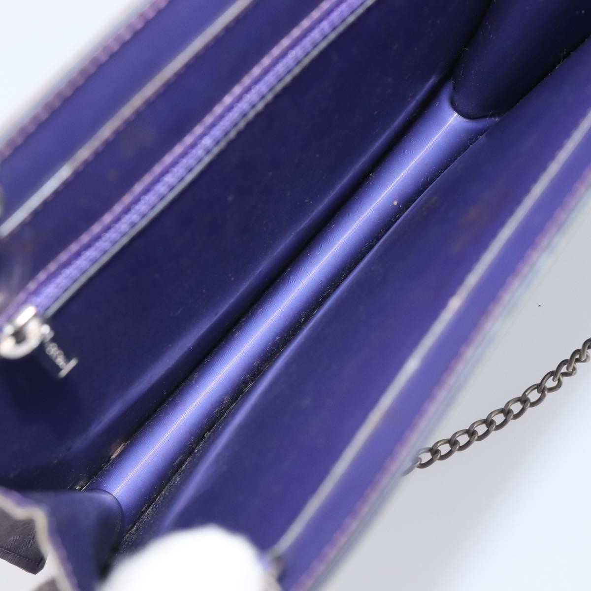 Chanel Vintage Holographic Chain Vinyl, Purple, Synthetic, Tote Bag