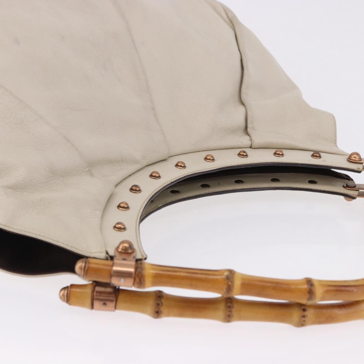 Gucci Vintage Bamboo Shoulder Leather, Beige, Leather, Handbag