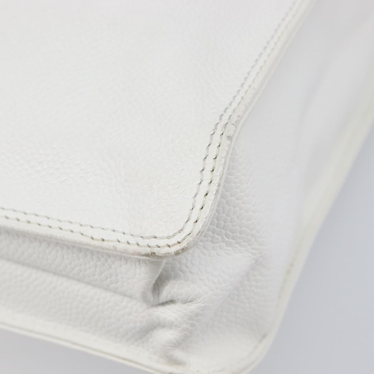 Chanel Vintage Wooden Quilted Caviar, White, Leather, Tote Bag