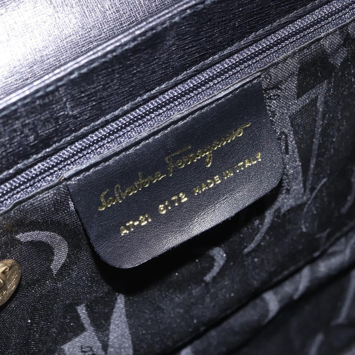 Salvatore Ferragamo Gancini Leather, Black, Leather, Handbag