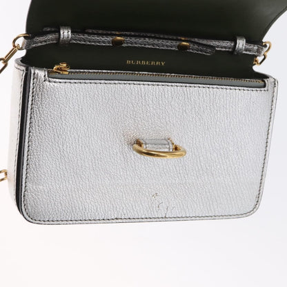 Burberry D-Ring Chain Leather, Silver, Leather, Shoulder Bag