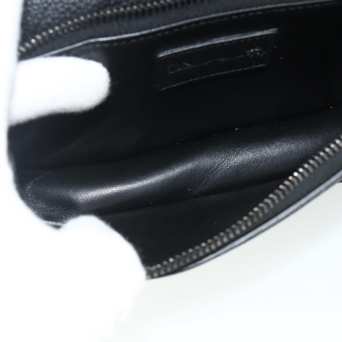 Christian Dior Saddle Pouch Belt Leather, Black, Leather, Clutch