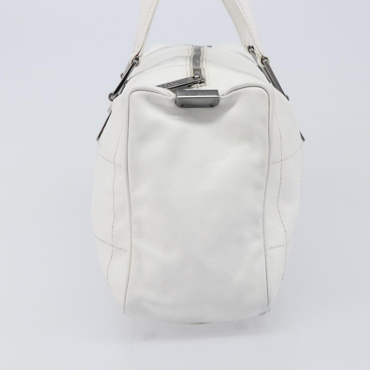 Chanel Square Stitch CC Boston Quilted Leather, White, Leather, Handbag