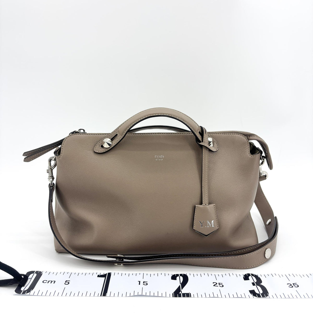 Fendi By The Way Satchel Calfskin, Beige, Leather, Handbag