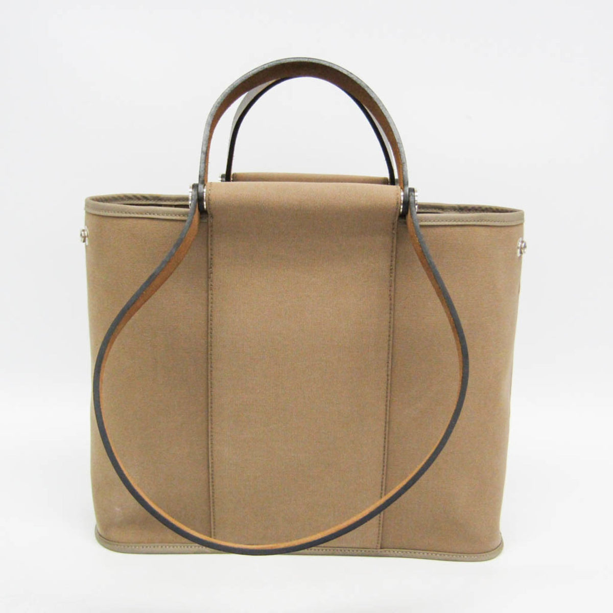Hermes Cabag Toile and Leather, Brown, Canvas, Handbag