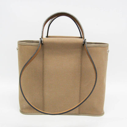Hermes Cabag Toile and Leather, Brown, Canvas, Handbag