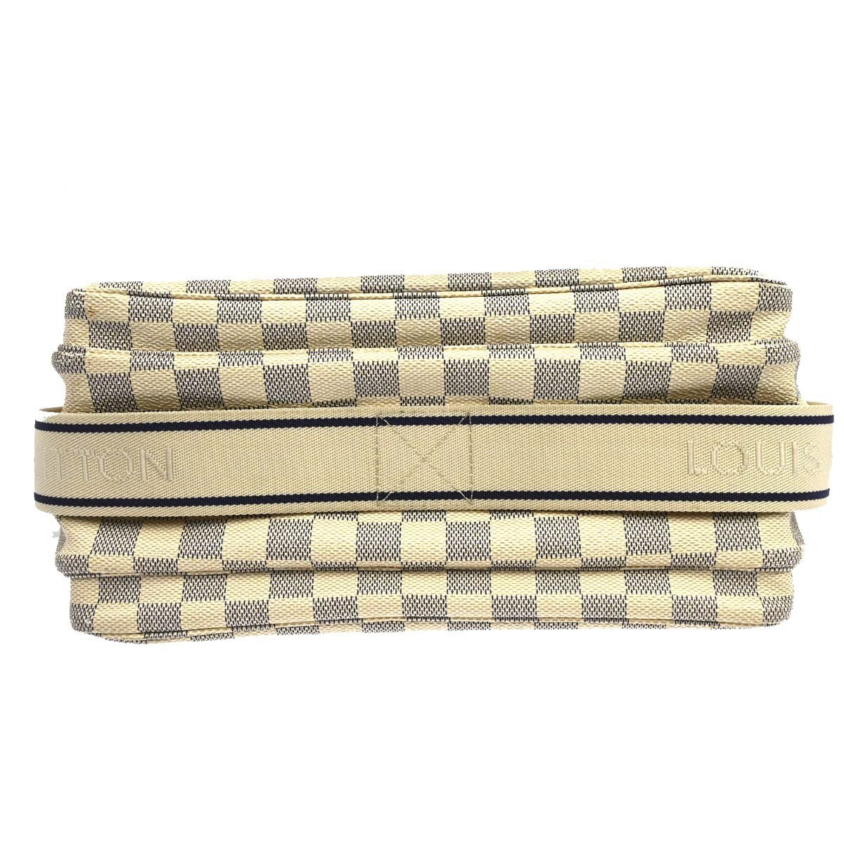 Louis Vuitton Naviglio Damier Ebene, White, Canvas, Shoulder Bag