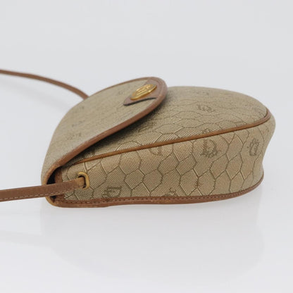 Christian Dior Vintage Honeycomb Flap Canvas and Leather, Beige, Canvas, Shoulder Bag
