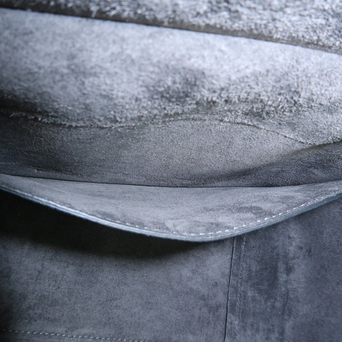 Celine Belt Textured Leather, Gray, Leather, Handbag