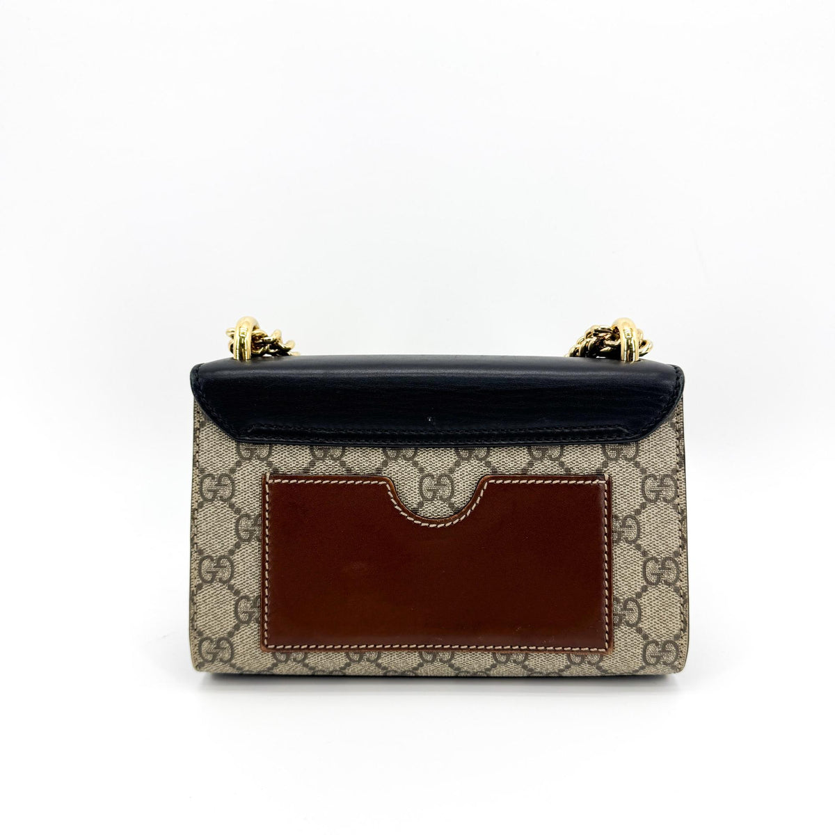 Gucci Padlock Chain Flap Blooms Print GG Coated Canvas and Leather, Brown, Canvas, Handbag